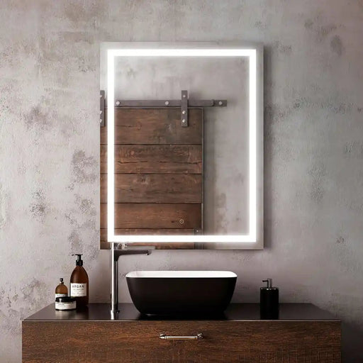 Kalia Effect Rectangle Led Lighting Mirror 30 X 38 With Frosted Strip Inside And 2-Tones Touch Switch