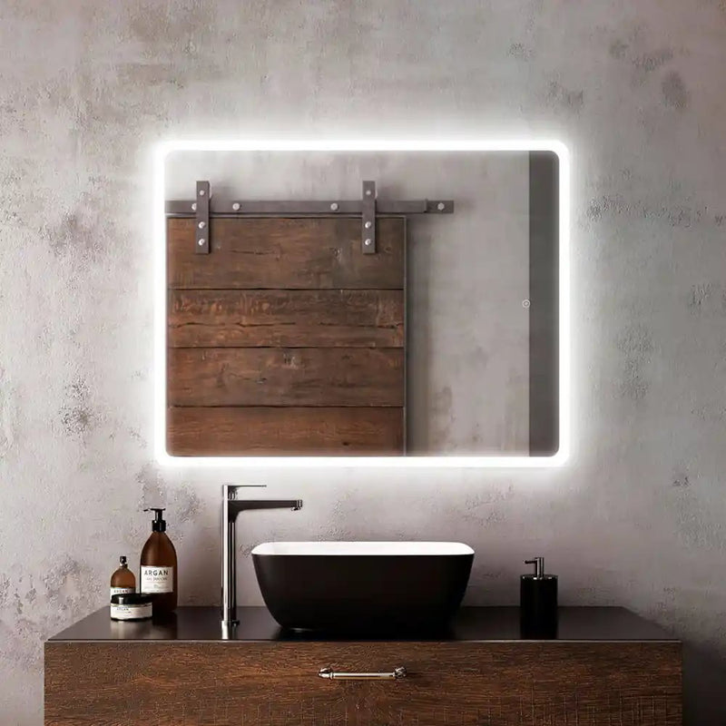 Kalia Profila Rect. Led Lighting Mirror 30 X 38 With Frosted Strip Edge And 2-Tones Touch Switch