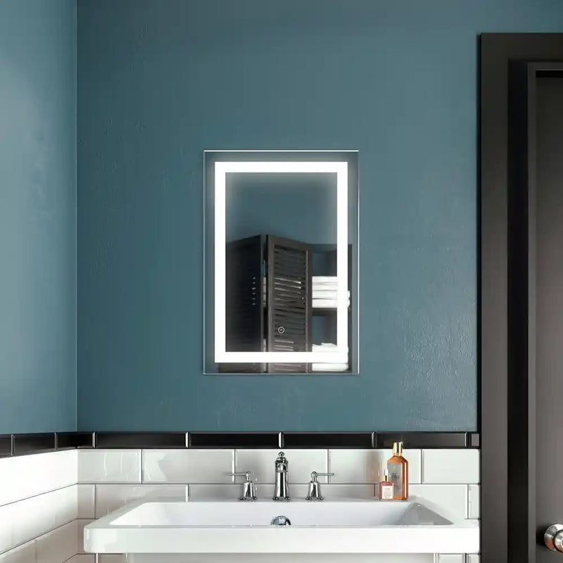 Kalia Effect Rectangle Led Lighting Mirror 18 X 26 With Interior Frosted Strip And 2-Tones Touch Switch