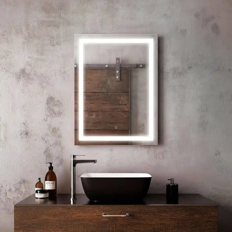 Kalia Effect Rectangle Led Lighting Mirror 24 X 32 With Interior Frosted Strip And 2-Tones Touch Switch