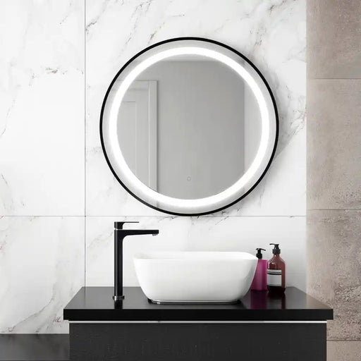 Kalia Effect Led Illuminated Round Mirror With Frosted Strip Frame And Touch-Switch For Color Temperature Control Ø30 X 1?