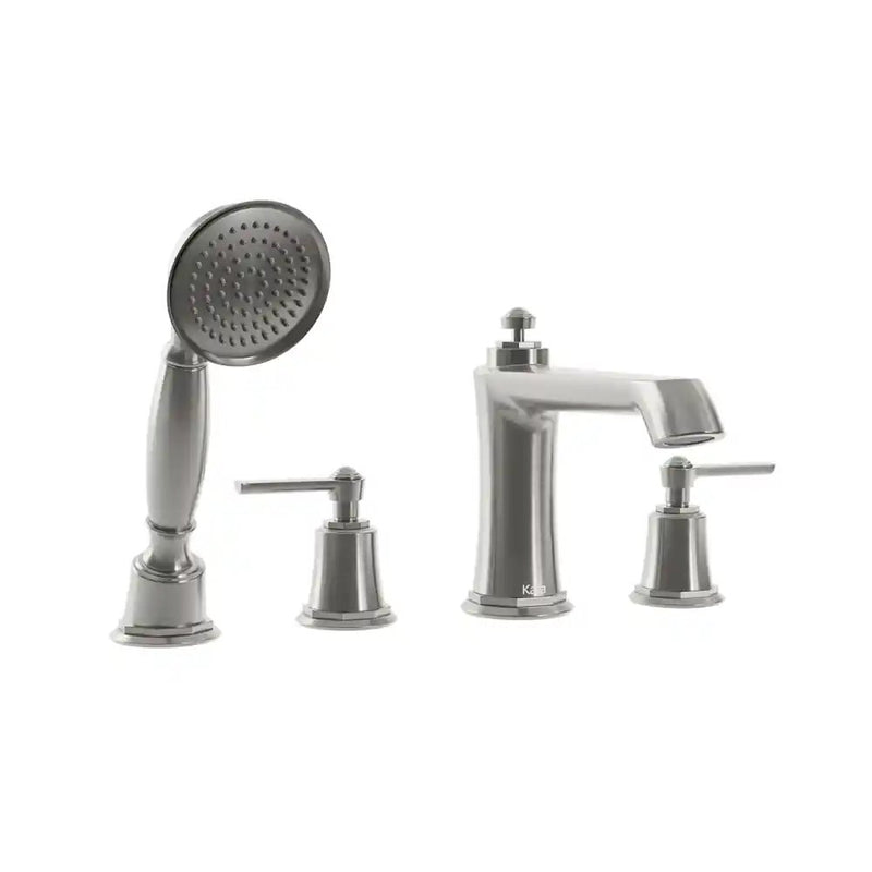 Kalia Rustik 4-Piece Deckmount Tub Filler With Handshower