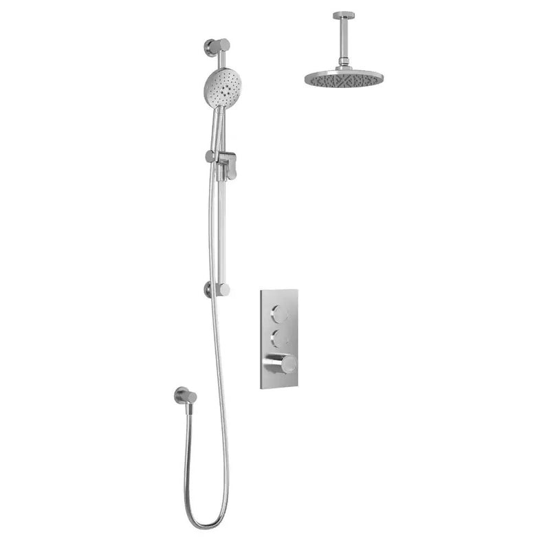 Kalia Roundone TB2 Aquatonik T/P Push-Button Shower System With Vertical Ceiling Arm