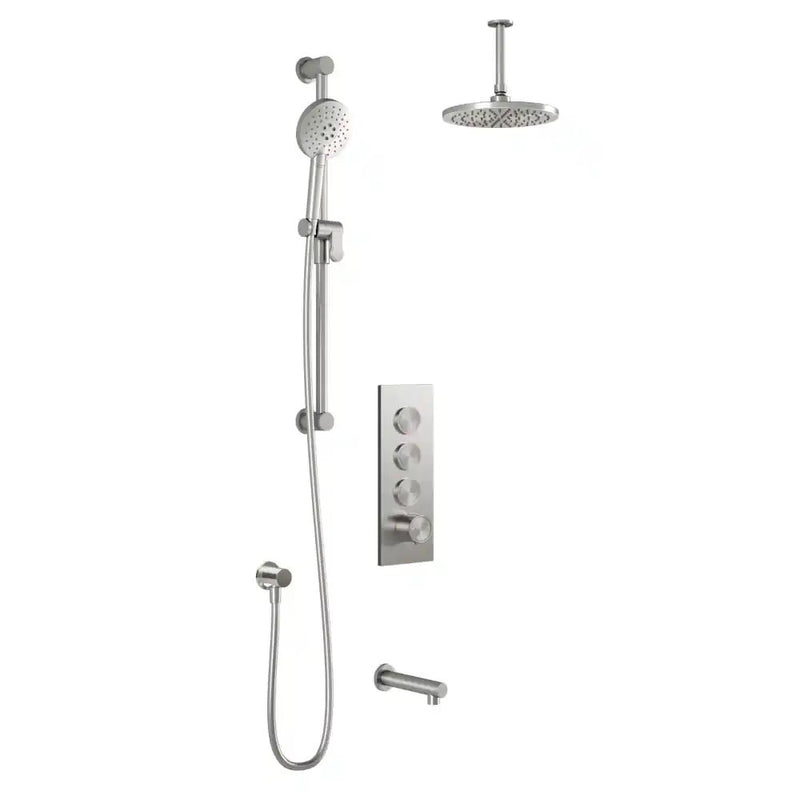 Kalia Roundone TB3 Aquatonik T/P Push-Button Shower System With Vertical Ceiling Arm
