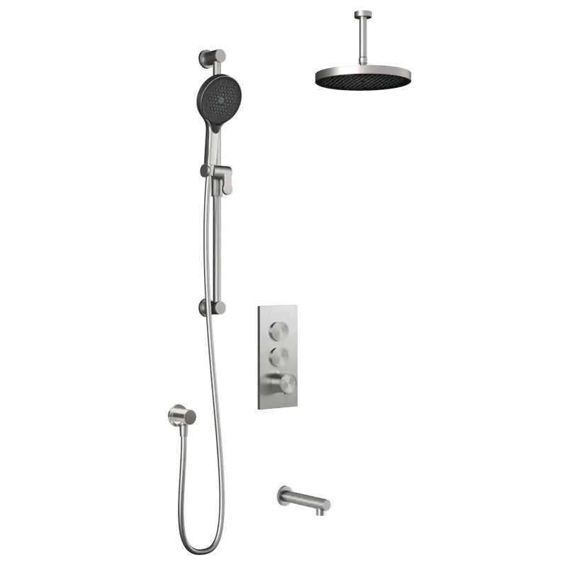 Kalia Roundone TB3 Plus Aquatonik T/P Push-Button Shower System With Vertical Ceiling Arm