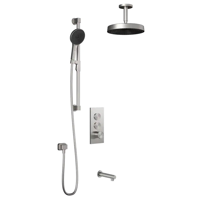 Kalia Roundone TB3 Premia Aquatonik T/P Push-Button Shower System With Vertical Ceiling Arm