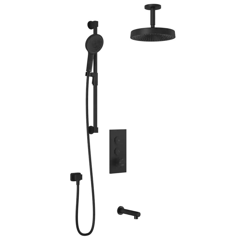 Kalia Roundone TB3 Premia Aquatonik T/P Push-Button Shower System With Vertical Ceiling Arm