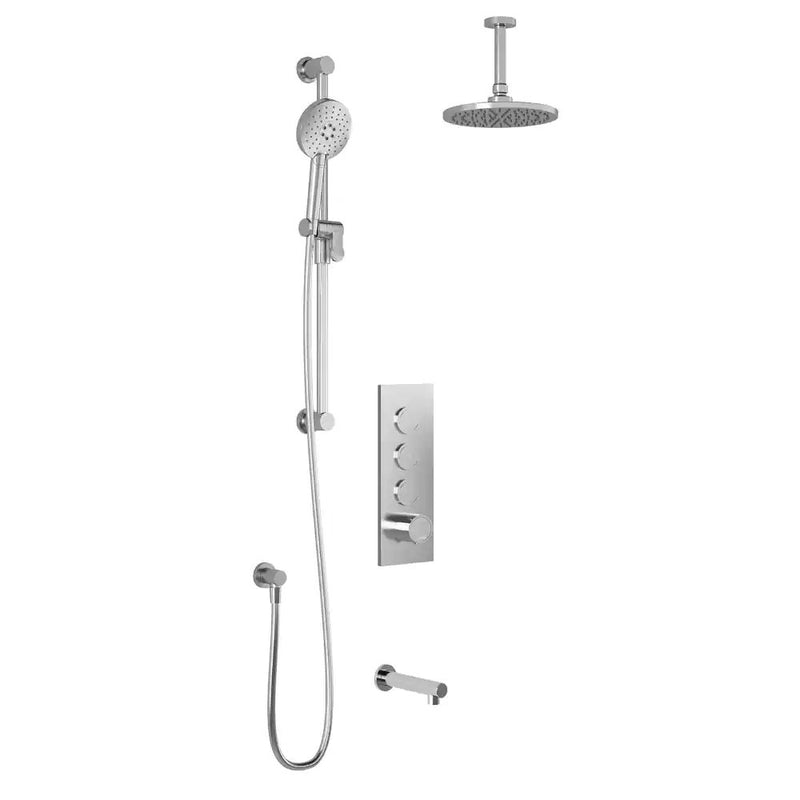 Kalia Roundone TB3 Aquatonik T/P Push-Button Shower System With Vertical Ceiling Arm
