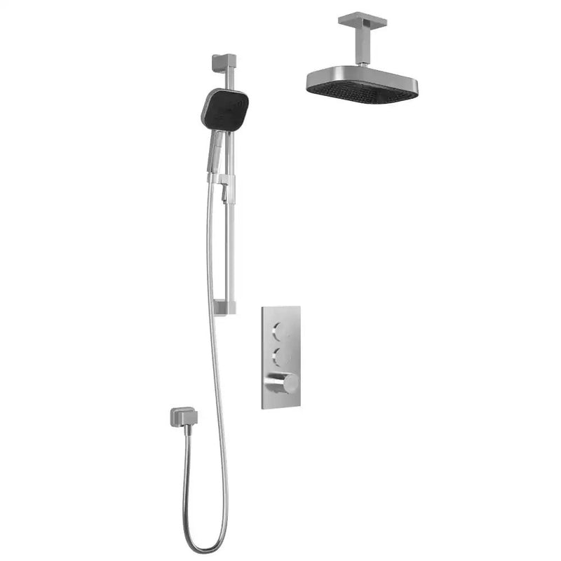 Kalia Squareone TB2 Premia Aquatonik T/P Push-Button Shower System With Vertical Ceiling Arm