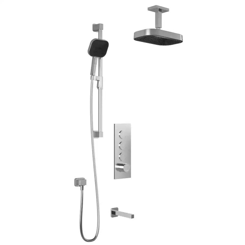 Kalia Squareone TB3 Premia Aquatonik T/P Push-Button Shower System With Vertical Ceiling Arm