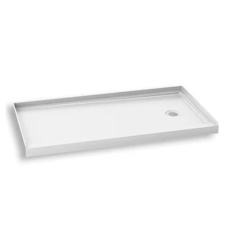 Kalia Koncept 60X30 Rectangular Acrylic Shower Base 60X30 With Right Drain And Integrated Tiling Flanges On 3 Sides