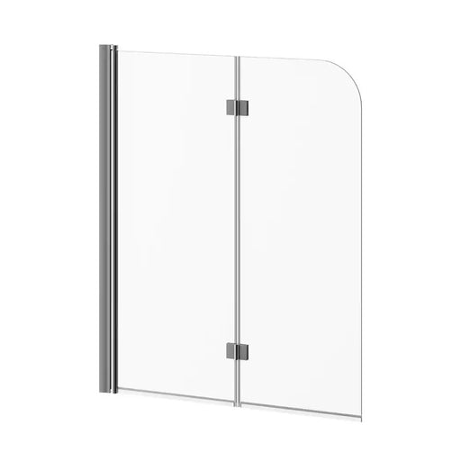 Kalia Flip 2-Panel Frameless Pivot Bath Shield 46" X 56" Clear Glass
