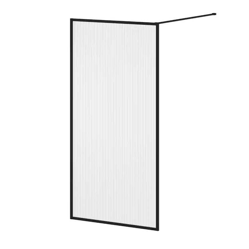 Kalia Dune Framed Bath Shield 33" X 66" Fluted Glass