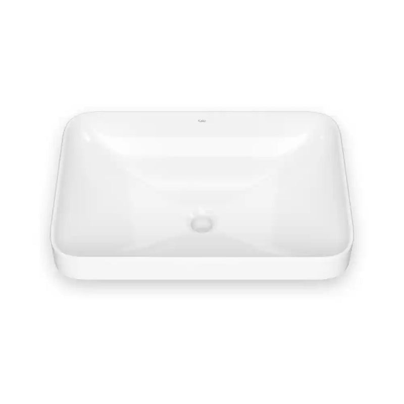 Kalia Kosla Semi-Recessed Rectangular Porcelain Washbasin With Neopur Coating W/O Tap Deck For Recessed Installation