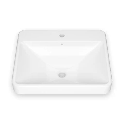 Kalia Kosla Semi-Recessed Rectangular Porcelain Washbasin With Neopur Coating And Tap Deck For Recessed Installation