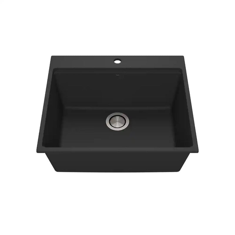 Kalia Bacia 25 Granistone Single Bowl Kitchen Sink 25" With Drain And Silicone Mat For Drop-In Installation