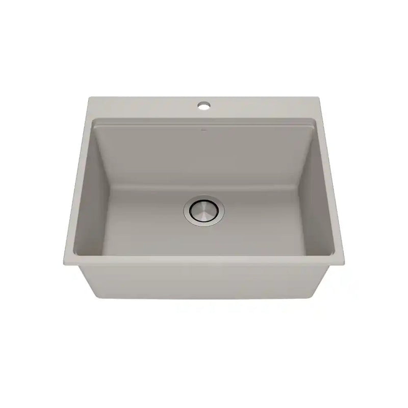 Kalia Bacia 25 Granistone Single Bowl Kitchen Sink 25" With Drain And Silicone Mat For Drop-In Installation