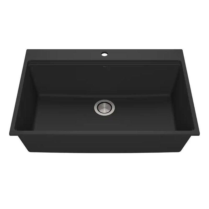 Kalia Bacia 33 Granistone Single Bowl Kitchen Sink 33" With Drain And Silicone Mat For Drop-In Installation