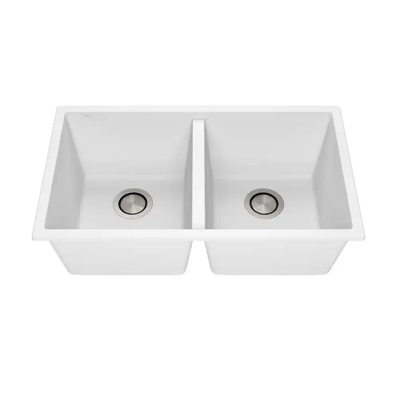 Kalia Bacia 31 Granistone Double Bowl 50/50 Kitchen Sink 31" With Drain And Silicone Mat For Undermount Or Drop-In Installation