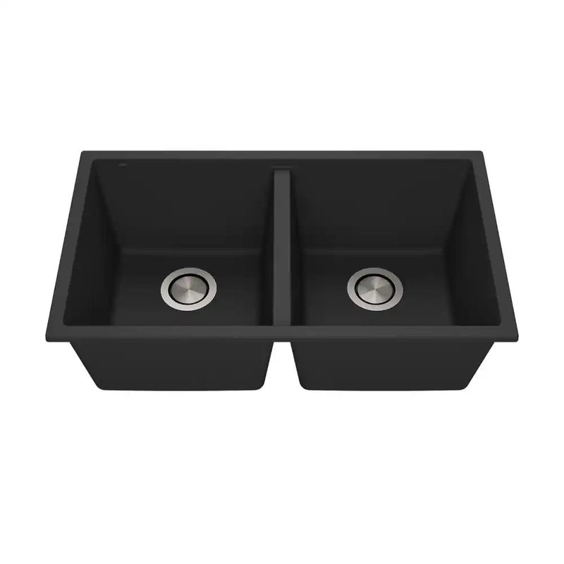 Kalia Bacia 31 Granistone Double Bowl 50/50 Kitchen Sink 31" With Drain And Silicone Mat For Undermount Or Drop-In Installation