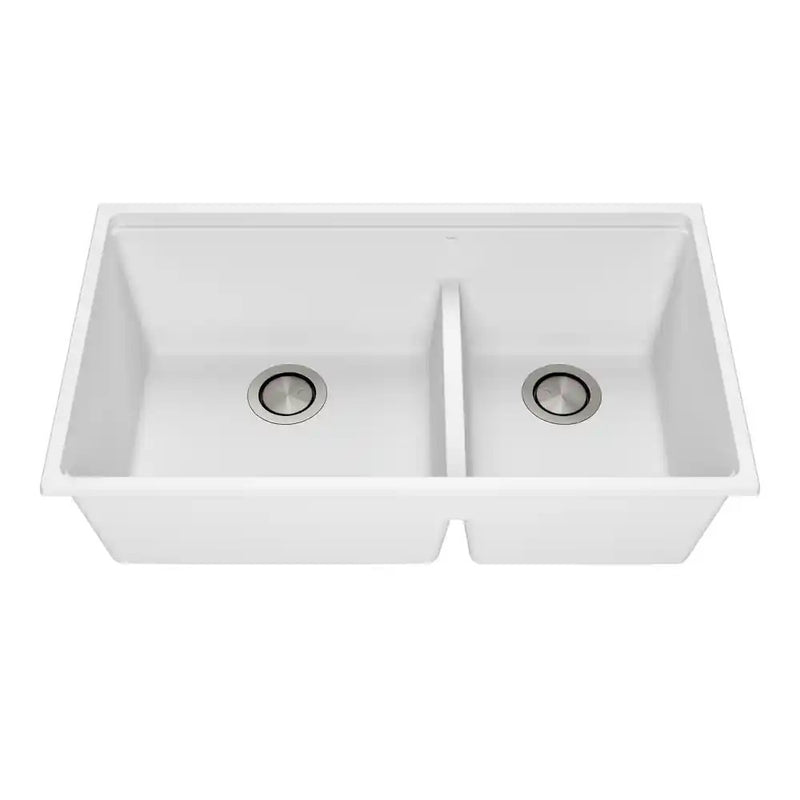 Kalia Bacia 33 Granistone Double Bowl 70/30 Kitchen Sink 33" With Drain And Silicone Mat For Undermount Installation
