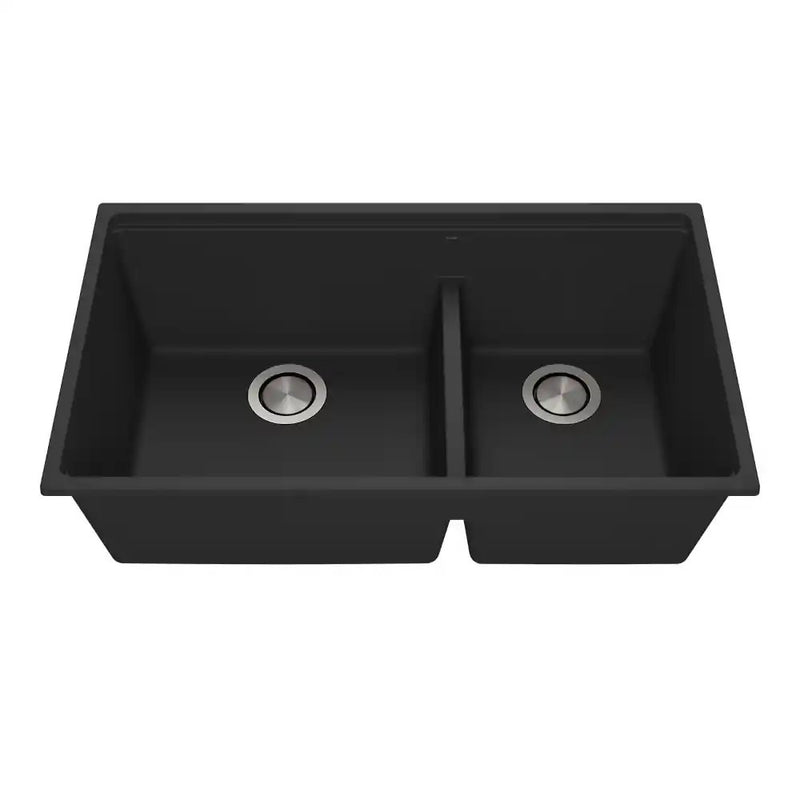 Kalia Bacia 33 Granistone Double Bowl 70/30 Kitchen Sink 33" With Drain And Silicone Mat For Undermount Installation