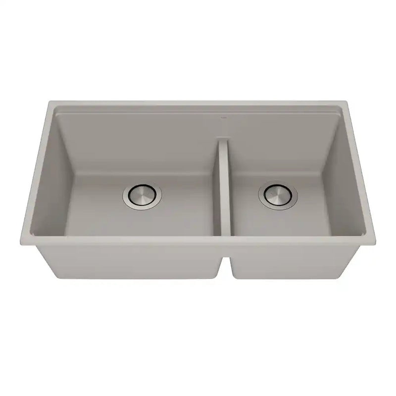 Kalia Bacia 33 Granistone Double Bowl 70/30 Kitchen Sink 33" With Drain And Silicone Mat For Undermount Installation