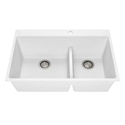 Kalia Bacia 33 Granistone Double Bowl 70/30 Kitchen Sink 33" With Drain And Silicone Mat For Drop-In Installation