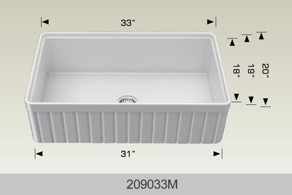 Bosco 209033 Fireclay Apron Series Kitchen Sink