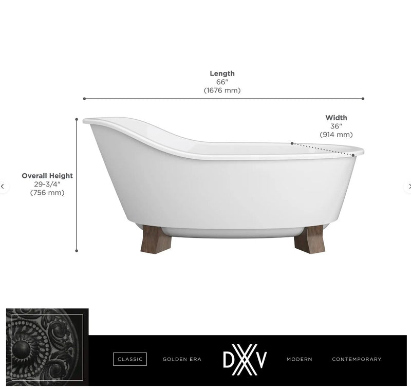 DXV Oak Hill Freestanding Bathtub With Feet