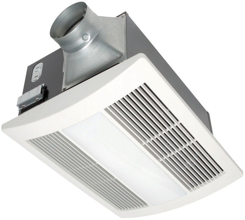 Panasonic FV-11VHL2 110 CFM: 30.6 Watt Fan 1400 Watt Heater 2 18-Watt CFL 1 4-Watt Nightlight 3.6 CFMWatt: 0.7 sone