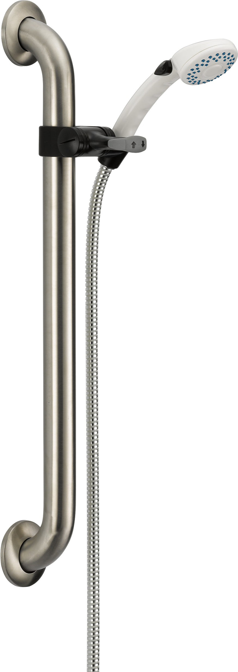 DELTA  52001-DS PB PAUSE HS W/ 24" WALL GRAB BAR, SLIDE, 60" EXT HOSE