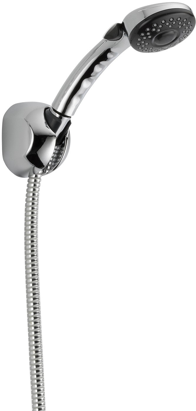 DELTA  59410-B-PK PUSH BUTTON PAUSE HAND SHR WITH TAPERED WALL MOUNT, 60" HOSE