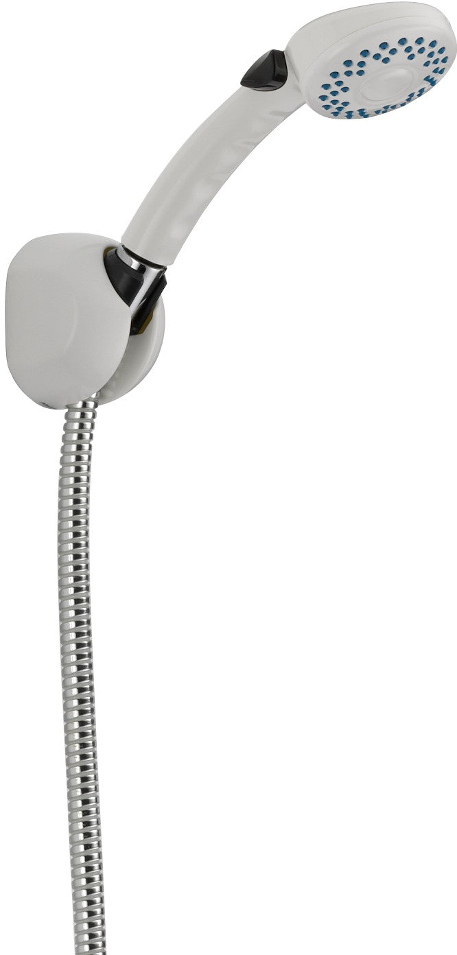 DELTA  59410-B-PK PUSH BUTTON PAUSE HAND SHR WITH TAPERED WALL MOUNT, 60" HOSE