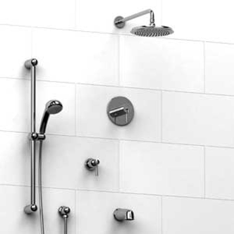 Riobel KIT1343FML Type TP thermostaticpressure balance 0.5 coaxial system with hand shower rail shower head tub spout and 3-w...