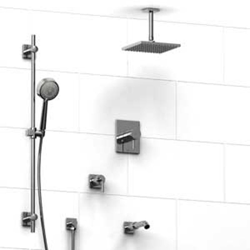 Riobel Pallace KIT1343PATQL Type TP thermostaticpressure balance 0.5 coaxial system with hand shower rail shower head tub spout