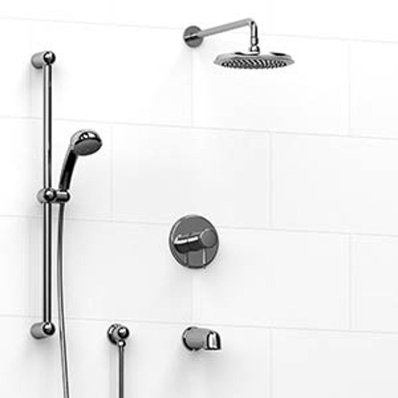 Riobel Georgian KIT1345GN Type TP thermostaticpressure balance 0.5 coaxial 3-way system with hand shower rail shower head and sp - Standard