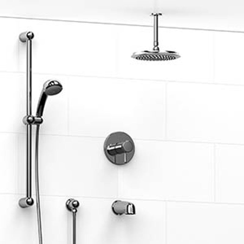 Riobel KIT1345MA Type TP thermostaticpressure balance 0.5 coaxial 3-way system with hand shower rail shower head and spout - Standard
