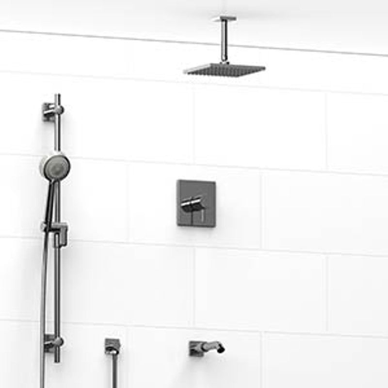 Riobel Pallace KIT1345PATQ Type TP thermostaticpressure balance 0.5 coaxial 3-way system with hand shower rail shower head and s - Standard