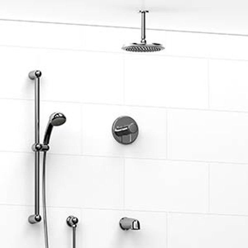 Riobel KIT1345RO Type TP thermostaticpressure balance 0.5 coaxial 3-way system with hand shower rail shower head and spout - Standard