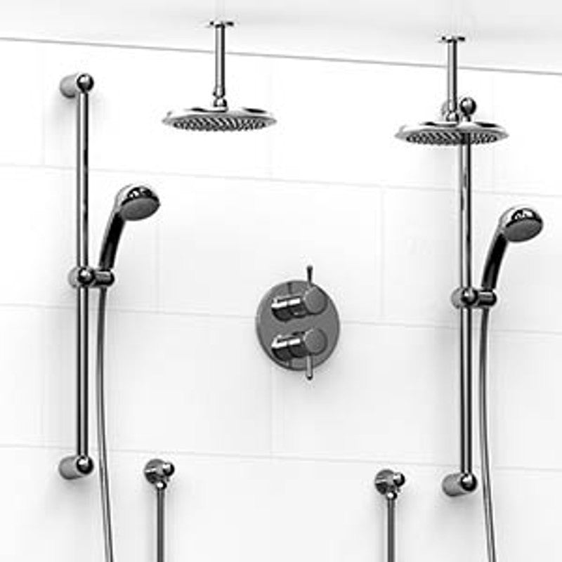 Riobel KIT1483MA Type TP thermostaticpressure balance 0.75 double coaxial system with 2 hand shower rails 2 shower arms and 2...