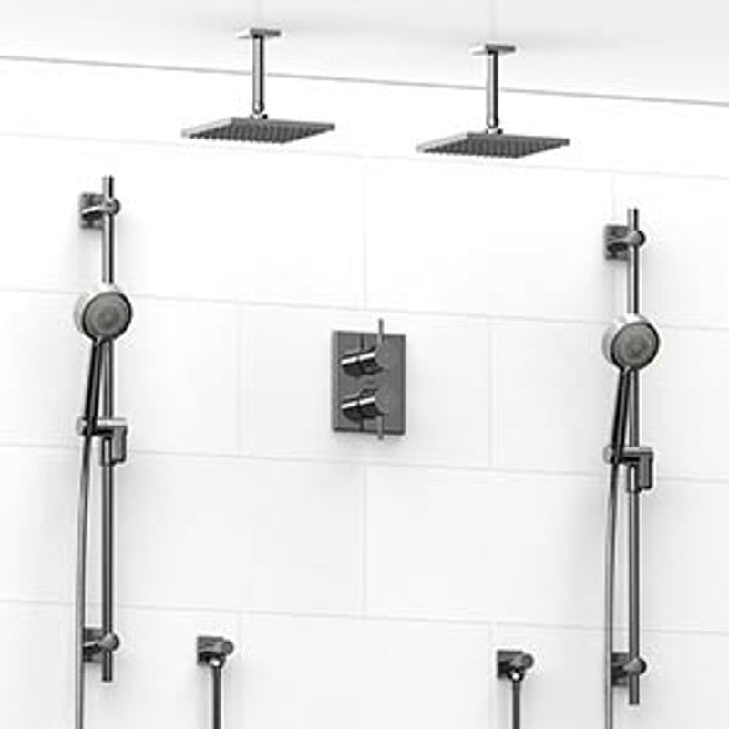 Riobel Pallace KIT1483PATQ Type TP thermostaticpressure balance 0.75 double coaxial system with 2 hand shower rails 2 shower arm