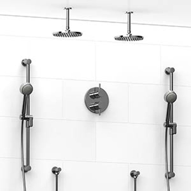 Riobel Riu KIT1483RUTM Type TP thermostaticpressure balance 0.75 double coaxial system with 2 hand shower rails 2 shower arms an