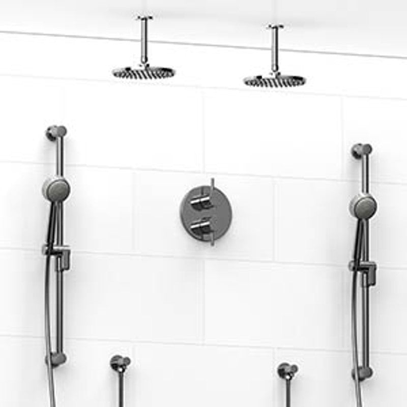 Riobel Sylla KIT1483SYTM Type TP thermostaticpressure balance 0.75 double coaxial system with 2 hand shower rails 2 shower arms