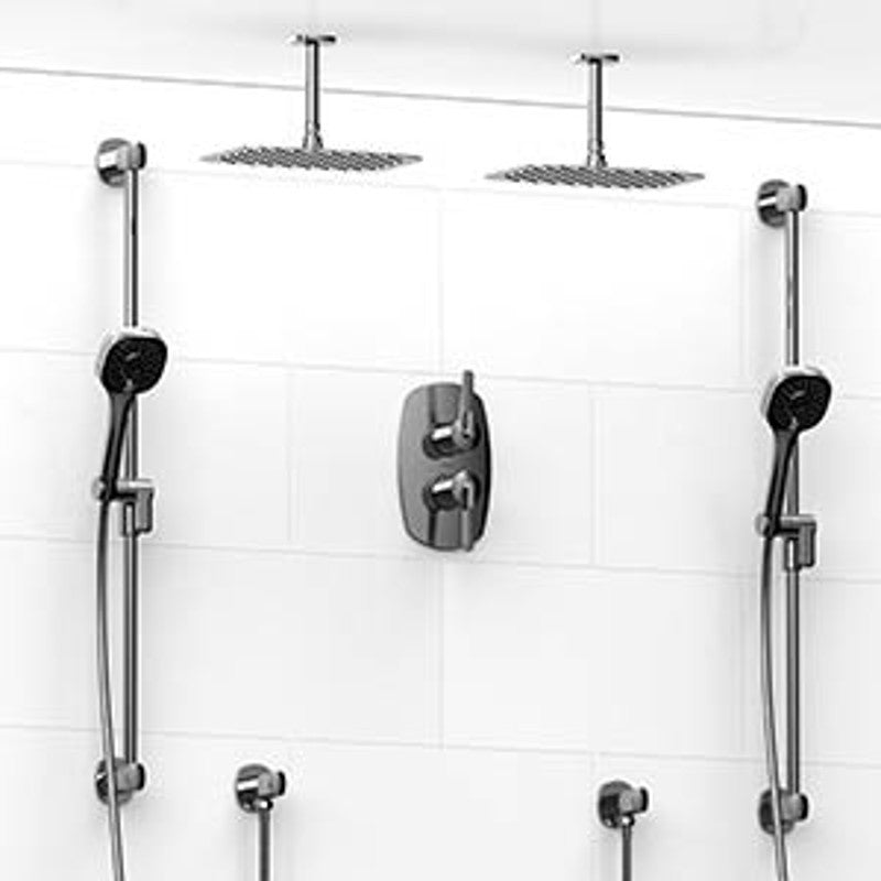 Riobel Venty KIT1483VY Type TP thermostaticpressure balance 0.75 double coaxial system with 2 hand shower rails 2 shower arms an