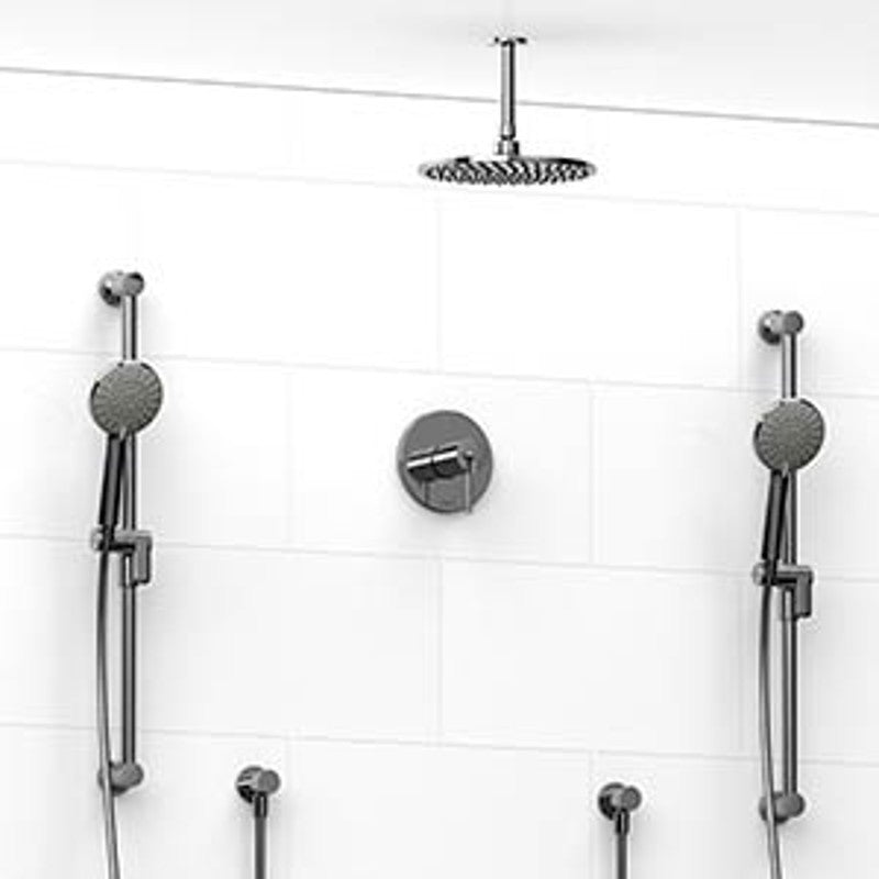 Riobel KIT2245 Type TP thermostaticpressure balance 0.5 coaxial 3-way system with 2 hand shower rails and shower head
