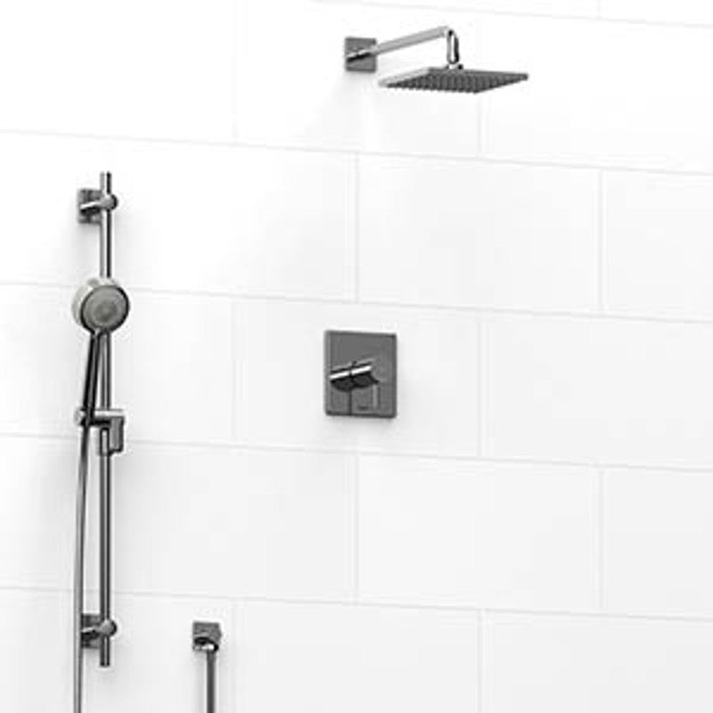 Riobel Pallace KIT323PATQ Type TP thermostaticpressure balance 0.5 coaxial 2-way system with hand shower and shower head - Cross Handle