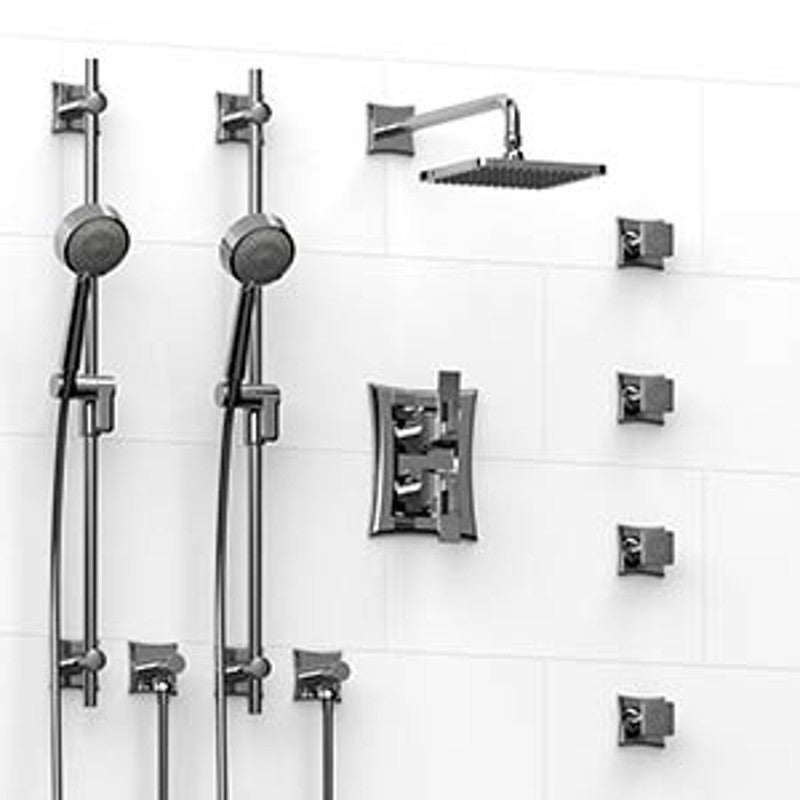 Riobel Eiffel KIT783EF Type TP thermostaticpressure balance 0.75 double coaxial system with 2 hand shower rails 4 body jets and