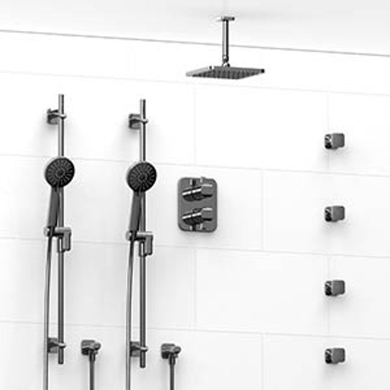 Riobel Salome KIT783SA Type TP thermostaticpressure balance 0.75 double coaxial system with 2 hand shower rails 4 body jets and