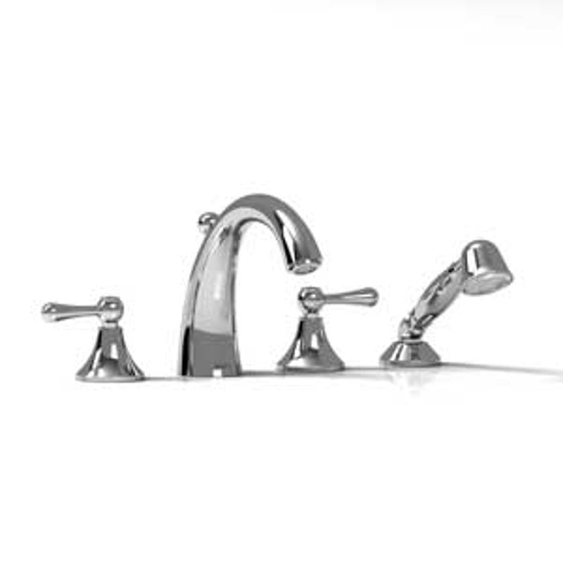 Riobel FI12L 4-piece deck-mount tub filler with hand shower